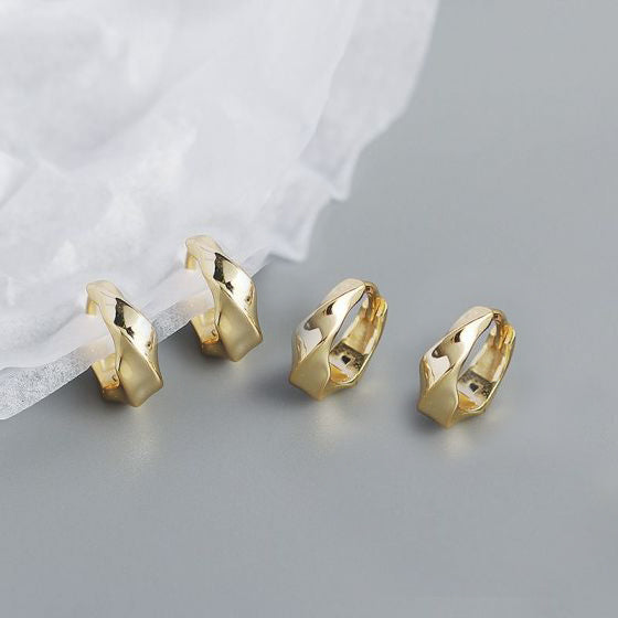 Twisted Huggie Hoop Earrings