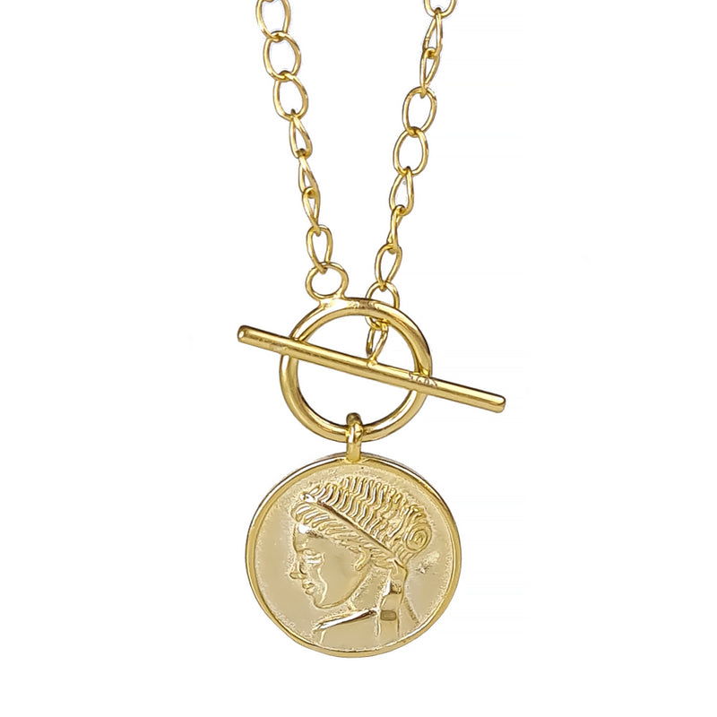 Athena Gold T-Bar Necklace