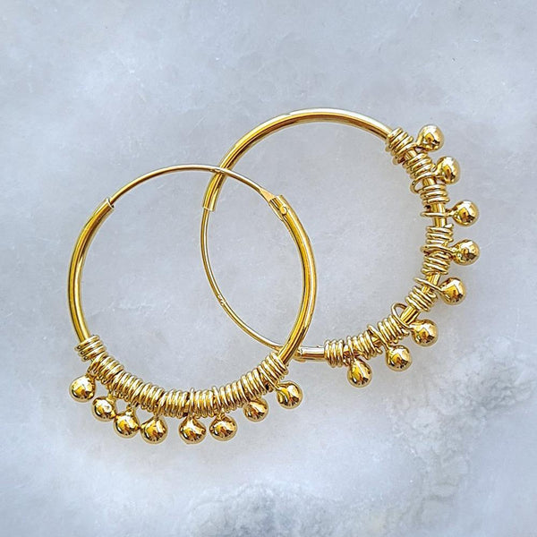 Boho Beaded Gold Hoop Earrings - Eschati Jewellery