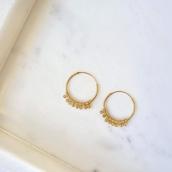 Boho Beaded Gold Hoop Earrings - Eschati Jewellery