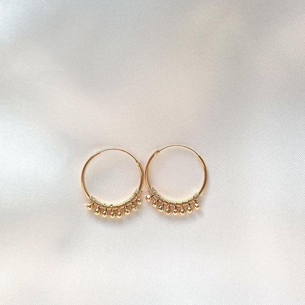 Boho Beaded Rose Gold Hoop Earrings - Eschati Jewellery