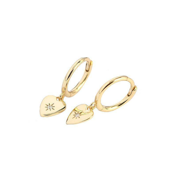Heart Gold Hoop Earrings - Eschati Jewellery