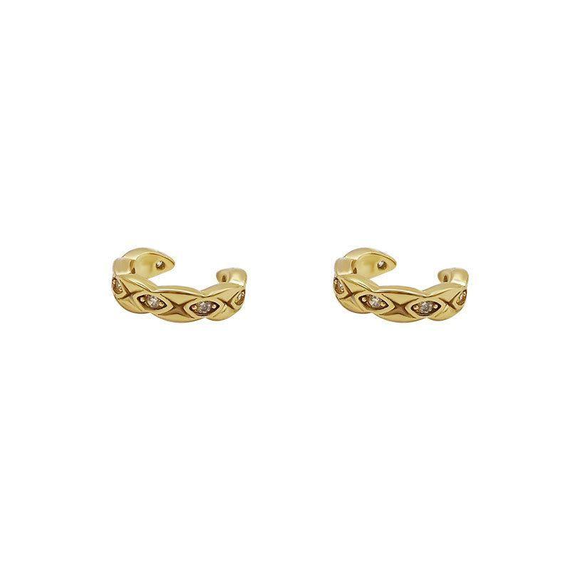 Lattice CZ Gold Huggies - Eschati Jewellery