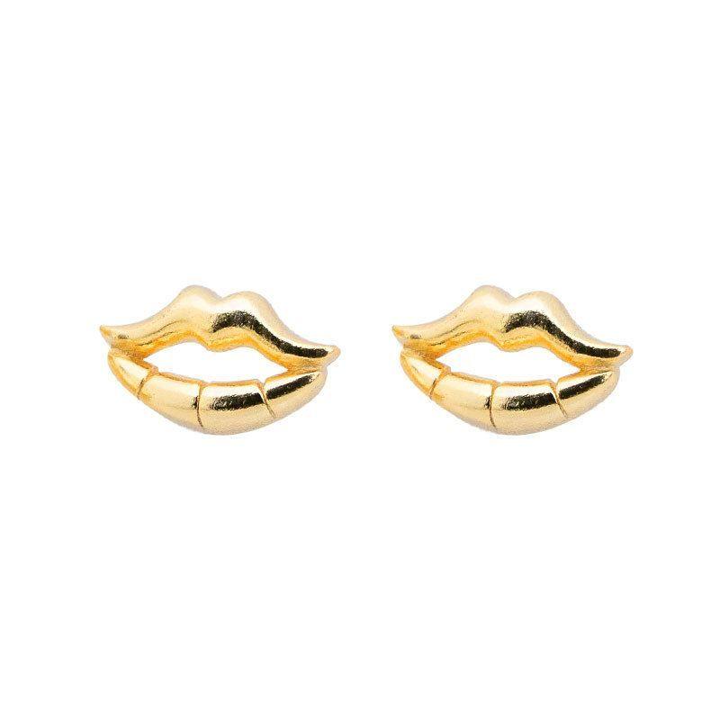 Mini Lips Gold Studs - Eschati Jewellery